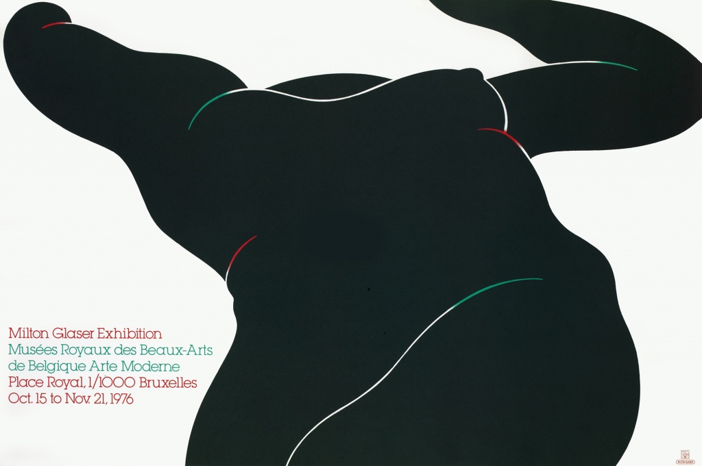 Black Foreshortened Nude. Милтон Глейзер, плакат персональной выставки в Музее современного искусства в Брюсселе, 1976 год
