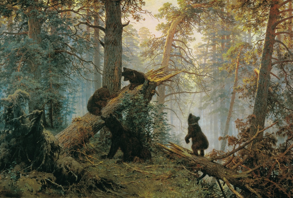 И.И. Шишкин. «Утро в сосновом лесу» (1889). Холст, масло. 139 × 213 см. Третьяковская галерея, Москва