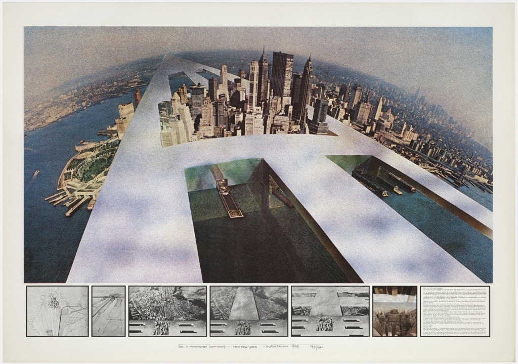 Superstudio, The Continuous Monument, Нью-Йорк, 1969, литография. Предоставлено Фондом MAXXI.