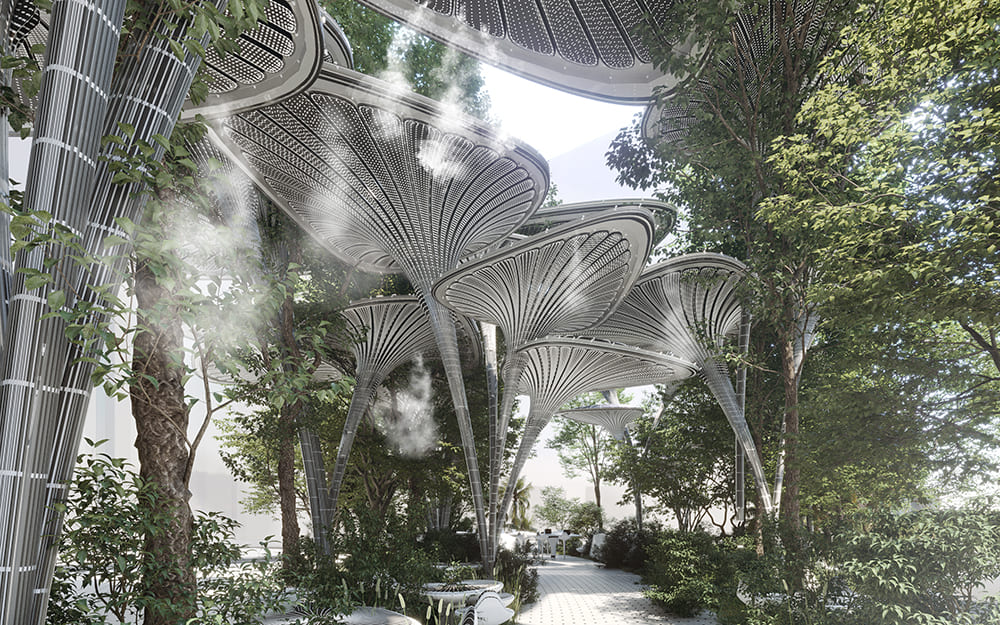 Oasys + System, модульная структура из искусственных дышащих пальм (Абу-Даби, ОАЭ), MASK Architects, категория «Лучший проект общественного здания или сооружения».
