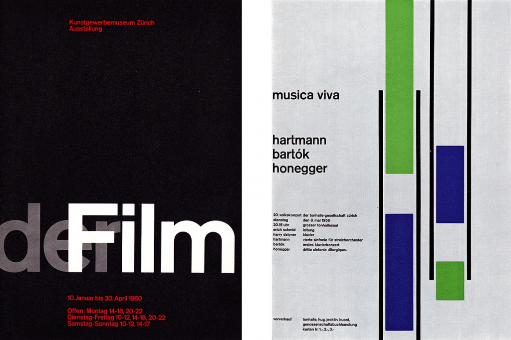 Плакат выставки Der Film. 1960 год. Плакат фестиваля Musica Viva. 1954 год
