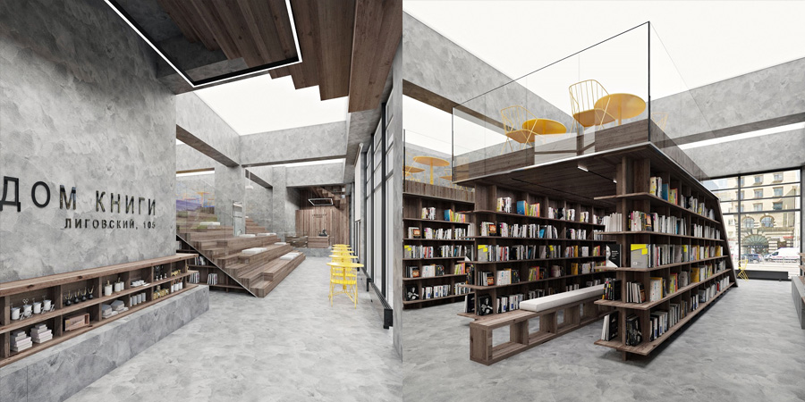 Лучший проект общественного пространства Книжный магазин «Лиговский, 105» (Россия, Санкт-Петербург), Spirin architects